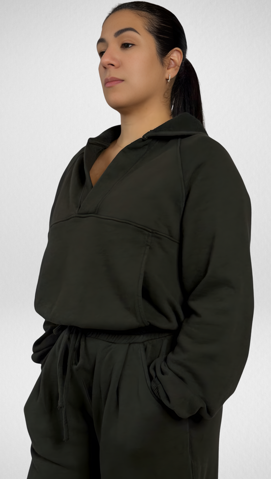 The Everyday Barrel Leg Hoodie Set by Hashttag (Hunter Green)