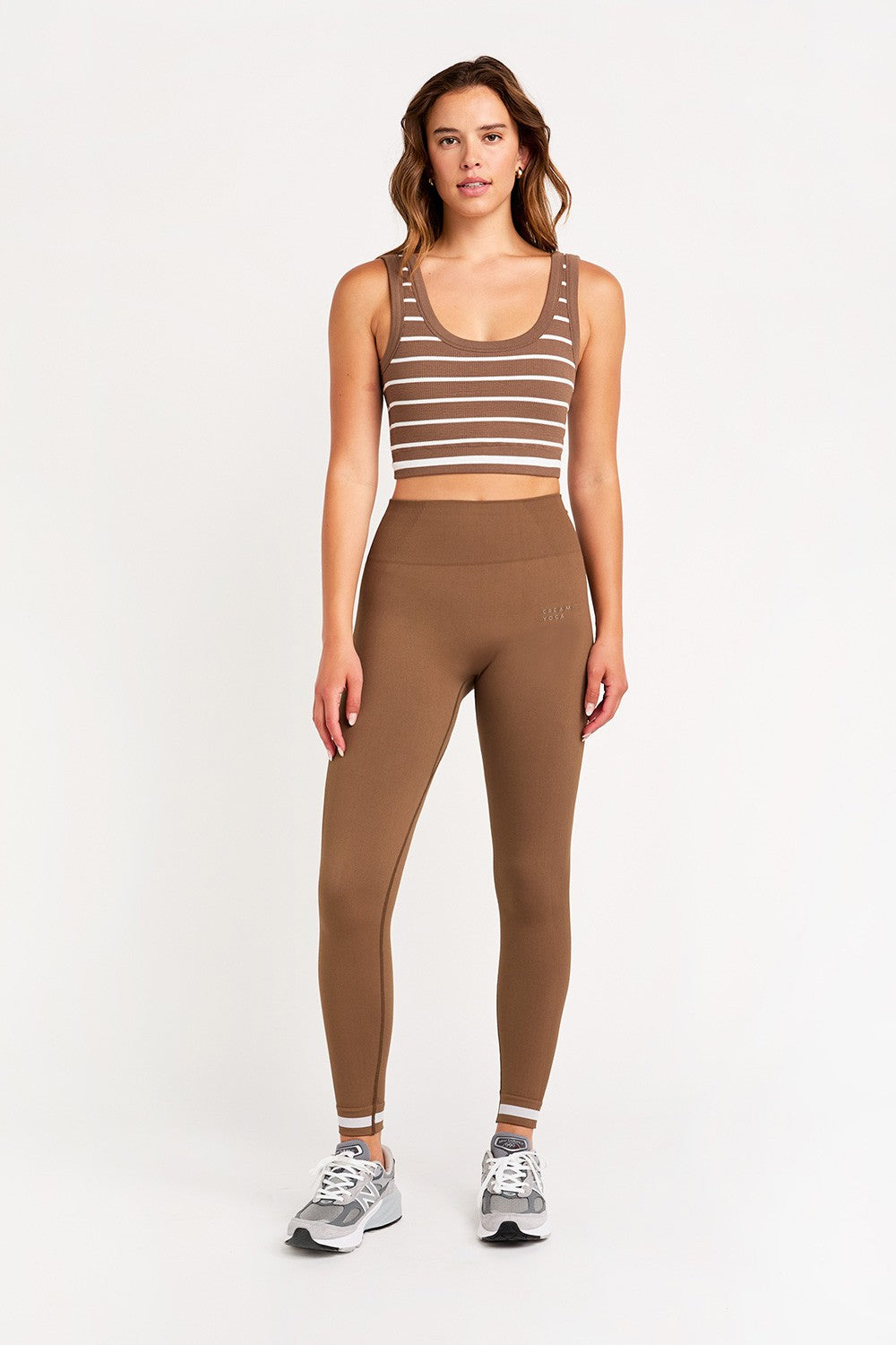 Cream Yoga - Joyce bra top (Latte Stripes)