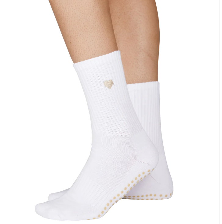 Souls - Beige Heart Grip Socks
