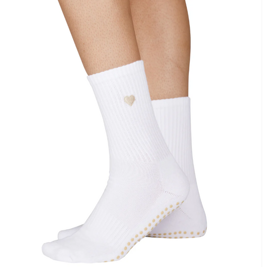 Souls - Beige Heart Grip Socks