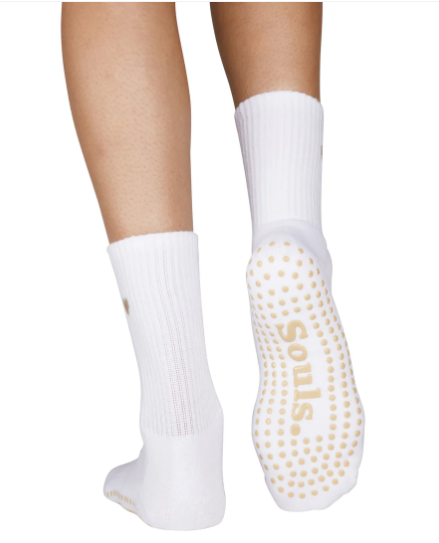 Souls - Beige Heart Grip Socks