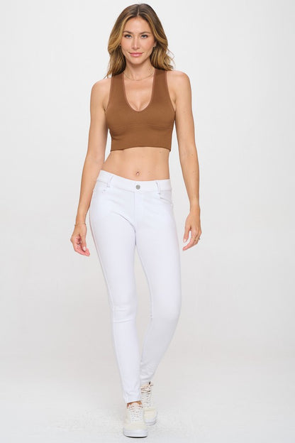 YELETE - Seamless V-neck Tank Top (Brown)