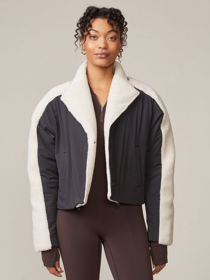 Thrive Societe - Teddy Mix Padded Jacket (Black/Vanilla)