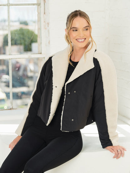 Thrive Societe - Teddy Mix Padded Jacket (Black/Vanilla)