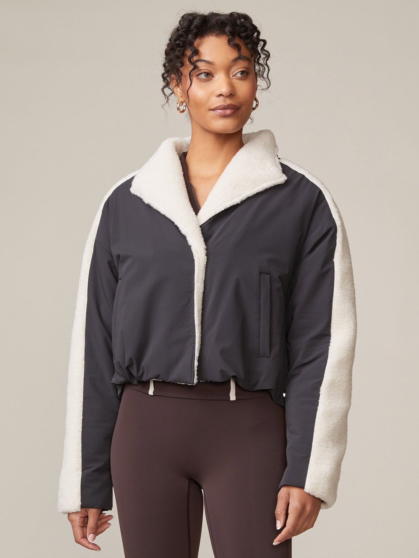 Thrive Societe - Teddy Mix Padded Jacket (Black/Vanilla)