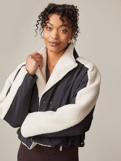 Thrive Societe - Teddy Mix Padded Jacket (Black/Vanilla)