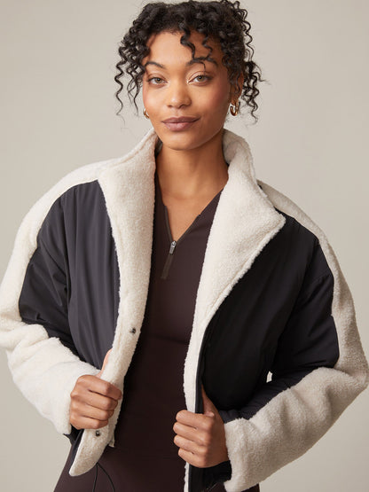 Thrive Societe - Teddy Mix Padded Jacket (Black/Vanilla)