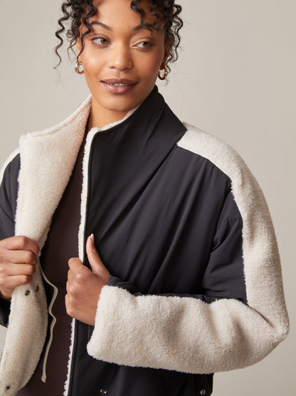 Thrive Societe - Teddy Mix Padded Jacket (Black/Vanilla)