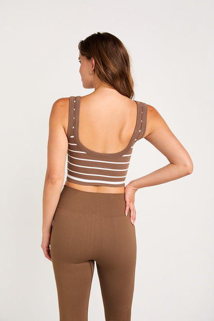 Cream Yoga  - Joyce bra top - Latte Stripes