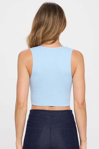 YELETE - Seamless V-neck Tank Top (Sky Blue)