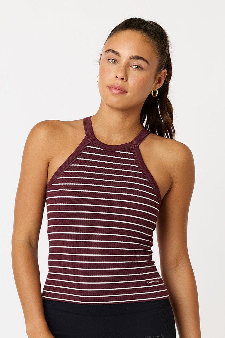 Cream Yoga - Thea Bra Tank - Cherry Stripes