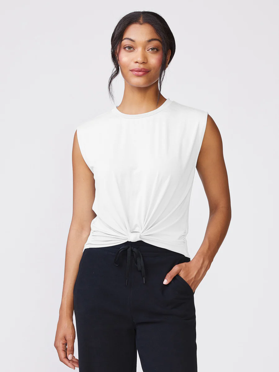 Thrive Societe - Knot Front Sleeveless Top (White)