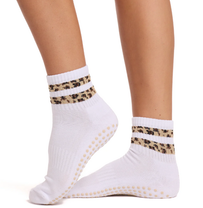 Souls - White Cheetah Grip Socks