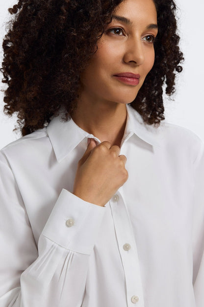 Foxcroft - Meghan No Iron Pinpoint Long Sleeve Shirt (White)